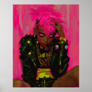 Rosa Punk Graffiti-Anpassadet Poster med AR Ele