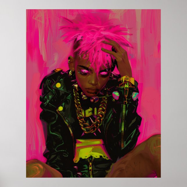 Rosa Punk Graffiti-Anpassadet Poster med AR Ele (Framsidan)