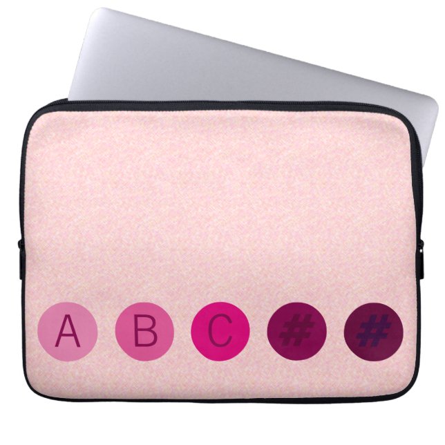 Rosa punkter med Anpassningsbar Initialer Laptop Fodral (Framsidan)