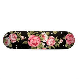 Rosa Puny Peonies Old School Skateboard Bräda 18 Cm