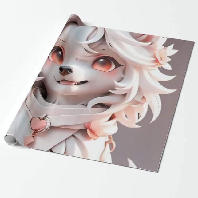 Rosa Puppy Design för barn Birthday Presenter Presentpapper (Utrullad)