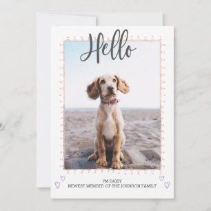 Rosa Puppy-Hund adoptionsannons-fotokort Inbjudningar