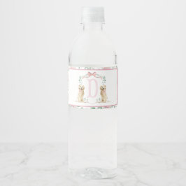 Rosa Puppy Hund Baby Shower-Vattenflaska etiketter
