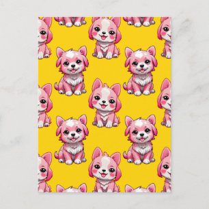 Rosa Puppy Hund Design - Gult Vykort