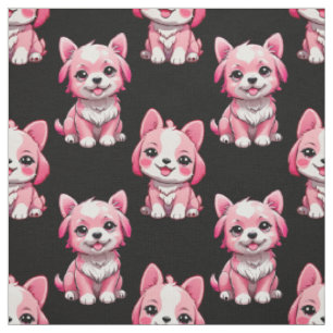 Rosa Puppy Hund Design - svart - svart Tyg