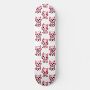 Rosa Puppy Hund Mönster Design - vit Mini Skateboard Bräda 18,5 Cm