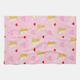 Rosa Puppy Kärlek Valentine Day Kitchen Towel Kökshandduk