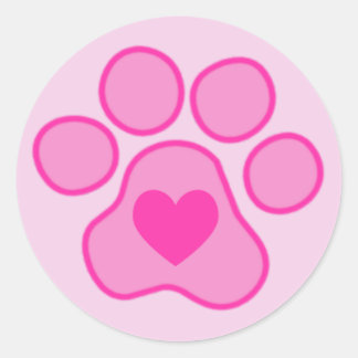 Rosa Puppy Tassar Heart Sticker Runt Klistermärke