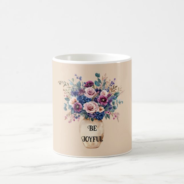 Rosa Purpurblommor Glädjerika Kaffemugg (Center)
