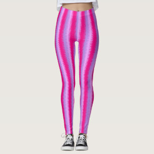 Rosa purpurfärgad ljus randig damasker leggings