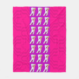 Rosa purpurfärgad maltesisk hund 4Jojo Fleecefilt