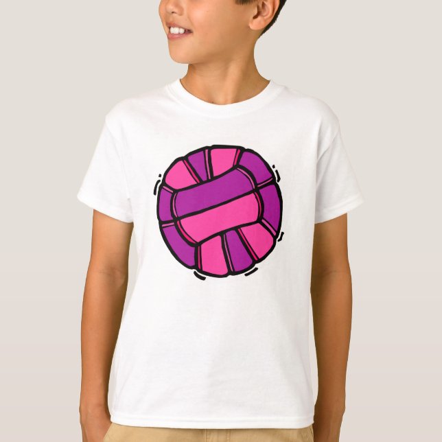 Rosa & purpurfärgad volleyboll t shirt (Framsida)