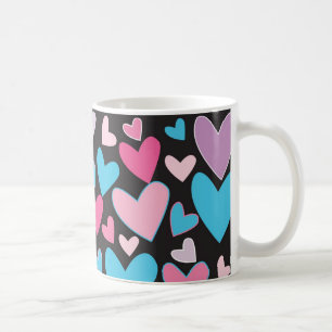 Rosa & purpurfärgat hjärtamönster för gulliga kaffemugg