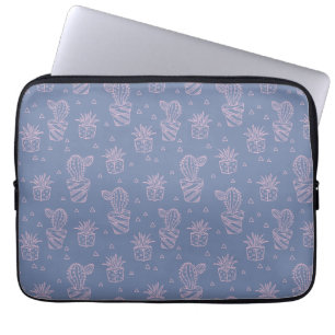Rosa & purpurfärgat tecknadkaktusmönster laptop fodral