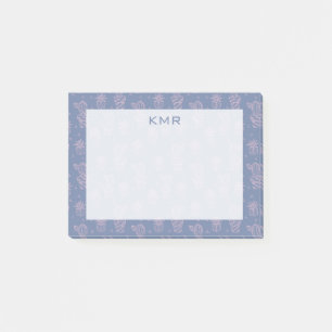 Rosa & purpurfärgat tecknadkaktusmönster post-it block