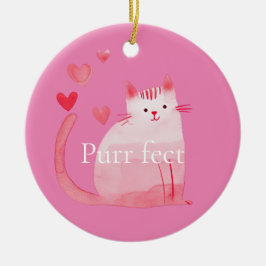Rosa Purrfect Cat Julgransprydnad Keramik