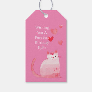 Rosa Purrfect Cat Presentetikett