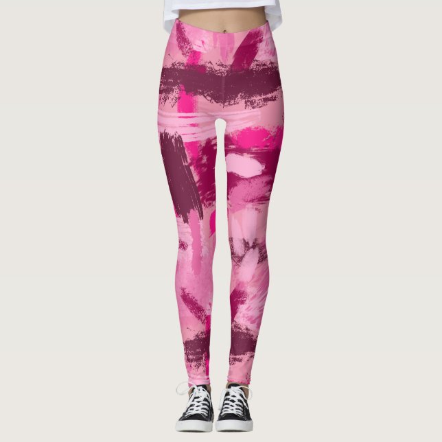 Rosa Push Mönster Leggings (Framsida)