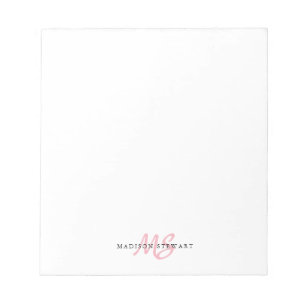  Rosa Push Script Monogram Modern Trendig Anteckningsblock