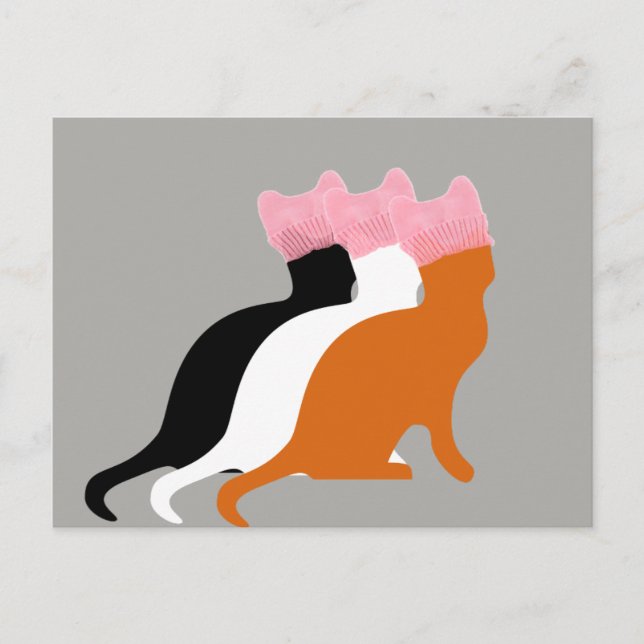 Rosa Pussykattkvinna vykort för toto för (Framsida)