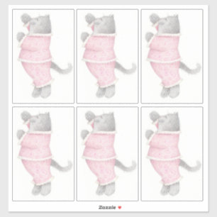 ROSA PYJAMAS KATT 36X36CM Vinyldekal Klistermärken