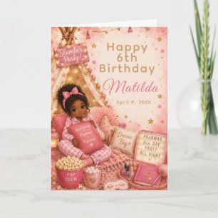 Rosa Pyjamaspartyfirande Kort