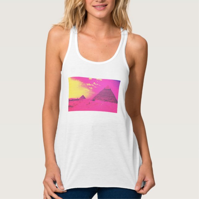 Rosa Pyramids T-Shirt-Tanktop Linne Med Racerback (Framsida)