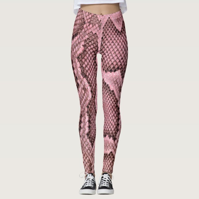 Rosa Python Snake Print Women's Leggings (Framsida)