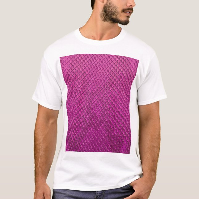 Rosa Python: Snake Skin Struktur. T Shirt (Framsida)