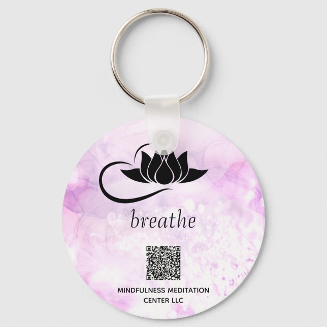 *~* Rosa QR - BREATHE Lotus Branding SWAQ Nyckelring (Framsida)