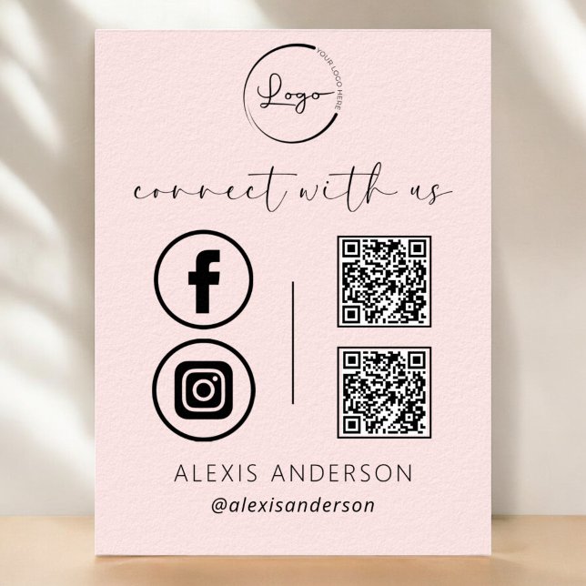 Rosa QR Connect with US Business Logotyp Social Me Poster (Skapare uppladdad)