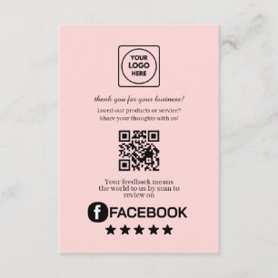 Rosa QR Facebook Business Betyg Länk Tilläggskort