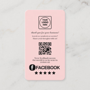 Rosa QR Facebook Recensioner Anpassad Feedback-l Visitkort