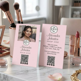 Rosa QR-foto Makeup Artist-varumärke Visitkort