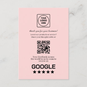 Rosa QR Google Recension & Betyg Länk Tilläggskort
