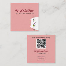 Rosa QR Husdjurs-sittande Affärskort Söt Katt