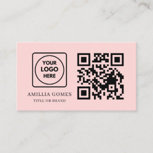 Rosa QR i pastellfärg   Minimalistisk Feminint Kon Visitkort