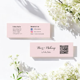 Rosa QR-kod Beauty Makeup Artist Mini Visitkort