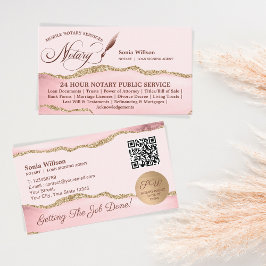 Rosa QR-kod för Mobile Notary & Loan Signing Agent Visitkort