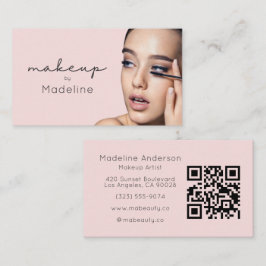 Rosa QR-kod Foto Makeup Visitkort