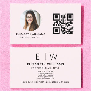 Rosa QR-kod Fotomonogram - minimalistisk Visitkort