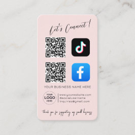 Rosa QR-kod-kort för sociala medier Visitkort