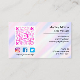 Rosa QR-kod Logotyp Social Media Online Lila  Visitkort