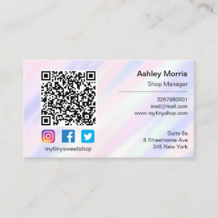 Rosa QR-kod Logotyp Social Media Online Lila Visitkort