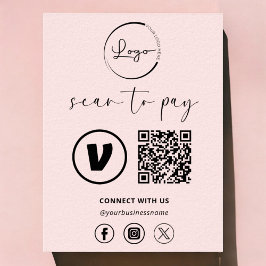 Rosa QR-kodbetalning - Sök efter för att Betala Lo Poster