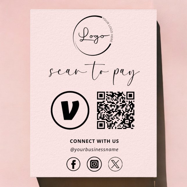 Rosa QR-kodbetalning - Sök efter för att Betala Lo Poster (Skapare uppladdad)