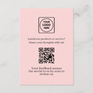 Rosa QR Kundåterkoppling & Recensionslänk Tilläggskort
