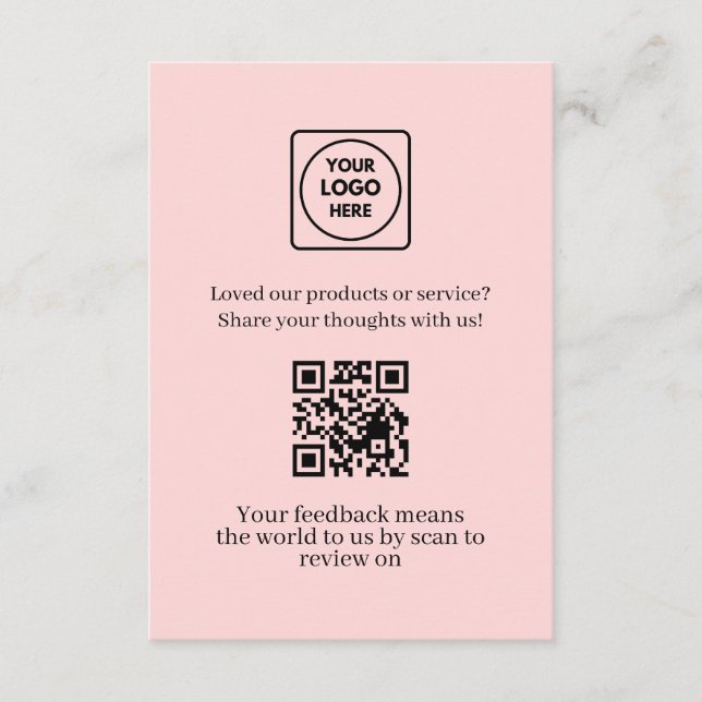 Rosa QR | Kundåterkoppling & Recensionslänk Tilläggskort (Framsida)