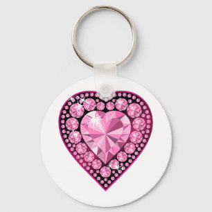 Rosa Quartz Gem Heart Nyckelring