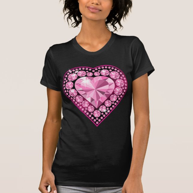 Rosa Quartz Gem Heart T-shirt (Framsida)
